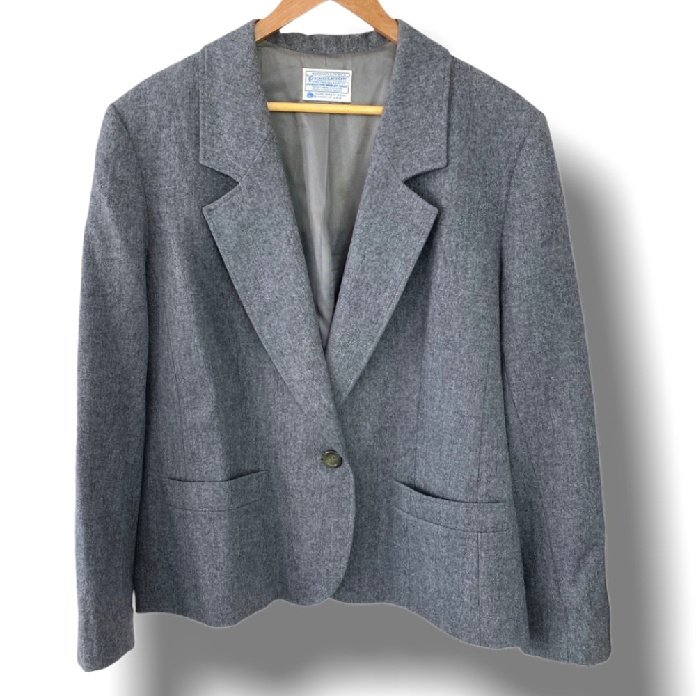 Pendleton Wool Blazer Classic Essential Grey Work… - image 6